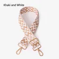 Adjustable khaki and white woven wide strap with gold hardware for crossbody bags - Khaki and White W (Gold Buckle)