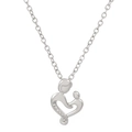 Silver heart-in-heart necklace with minimalist mother and child pendant and pavé zircons - Silver Mother Child Heart (K-618)