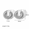 Silver hollow hoop earrings with textured finish and detailed size measurements in 30mm - Silver Textured Round Style (EKR33-S)