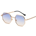 Klassische goldene Metall-Sonnenbrille mit Gläsern in Blau-Orange-Verlauf - Goldener Rahmen Blau-Gelb Verlaufsgläser