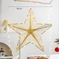 Stella di Natale intrecciata dorata da 40 cm con luci LED calde su un albero - 40cm Stile Lineare / Oro