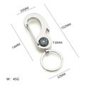 Silver multi-functional carabiner keychain with built-in compass and bottle opener - Large Carabiner Compass Silver