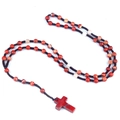 Natural agate stone beads rosary with red and brown textures and cross pendant - Red Jasper