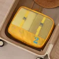 Yellow polyester mesh travel organizer bag size M 34x28x12cm inside a suitcase - Yellow-Medium (No. 2)