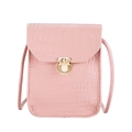Pink crocodile embossed mini crossbody bag with gold buckle and slim shoulder strap - Pink