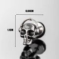 Punk style stainless steel skull with headphones stud earring 11mm by 8.4mm size detail - Headphone Skull Style (S269)