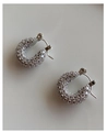 U-förmige Silber-Ohrringe mit glitzerndem Zirkonia-Besatz für Damen im Alltag - Klein / Silber