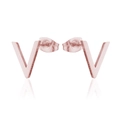 Minimalist V-shaped geometric stud earrings in rose gold finish with matte texture - V-shape / Rose Gold