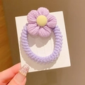 Purple sunflower hair tie for girls with corduroy texture on white card - Purple Coarse Rope Flower