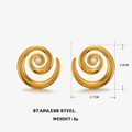 Goldene Edelstahl Spiral-Ohrstecker mit Kristallen, 2,7x2,8cm minimalistischer Schmuck - Gold