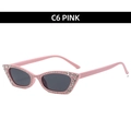 Pink cat eye sunglasses with rhinestone frame and dark grey UV lenses model C6 - Solid Pink Frame Grey Lens