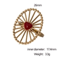 Detailed size chart of gold radial ring with red enamel heart and 17.4mm inner diameter - Adjustable Open / Gold-Red Heart
