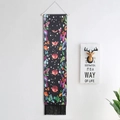 Vertical floral moon phase tapestry with black base and elegant tassels for wall decoration - Black Flower