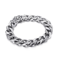 Men's silver stainless steel Cuban chain bracelet with textured dragon scale pattern - Snake Scale Texture Style (KB23689-D)