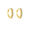S925 Sterling Silber vergoldete Creolen mit hellblauen Zirkonia Steinen für Damen - 18K Vergoldet Blauer Zirkonia