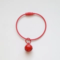 Candy red wire key ring with matching bell pendant for DIY craft bags and dolls - Red