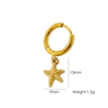14K gold plated stainless steel starfish drop earring for summer beach ocean style - E16 Grained Sea Star