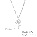 Detail of silver birth flower necklace pendant showing 11x19.8mm size and 45cm chain length - Steel Color Cosmos