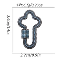 18K plated black and blue pavé crystal clasp pendant with size and weight dimensions - Black & Blue Cross Blue Stone Style (DBN021-1)