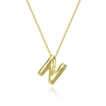 Polished 18K gold-plated necklace featuring a 3D letter N pendant on a delicate O-chain - Letter N Necklace Set