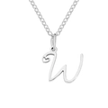 Minimalist silver stainless steel necklace featuring a letter W pendant with a heart cutout - Letter W (W-Silver) / Steel Color