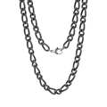 Collana da uomo a catena spessa stile industriale nero retrò con maglie testurizzate - Nero Bollito (KN231320-KFC)