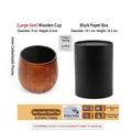 Dark wood whiskey tumbler made of jujube wood with black cylindrical gift box - 300ml / Large Charcoal Finish Belly Cup (With Black Gift Box)