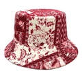 Cappello da pescatore unisex con motivo floreale rosso geometrico per protezione solare - M (56-58cm) / Borgogna