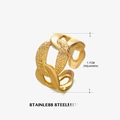 Verstellbarer goldener Edelstahlring mit klobigen Panzerkettengliedern und glänzendem Finish - Einstellbar Offen / Gehämmertes Gold