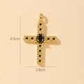 Gold cross pendant with black stones and 4.3cm by 2.8cm size measurements - Style A-Black Zirconia Cross