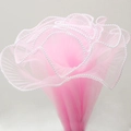 Pink pleated mesh wrap with white pearl edges for floral and gift decoration - Pearl Wave Mesh (28cm*4 Yards) / Sakura Pink