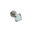 Piercing labret de acero plateado con ópalo blanco en engaste de cuatro garras - Plata Opale Blanco