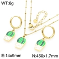 Parure de bijoux en acier inoxydable doré avec boucles d'oreilles et collier cactus - Style Cactus (KS226949-Z)