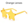 Star shaped rimless sunglasses in transparent orange finish for party outfits - Orange