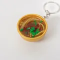 Miniature gold noodle bowl keychain pendant with realistic food and scallion details - 3cm Gold Bowl-No.15 (Keychain)