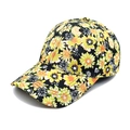 Damen Baseballkappe mit gelben und orangen Blumen auf schwarzem Canvas-Hintergrund - M (56-58cm) / Gelb-Oranges Warmes Blumenmuster (2#)
