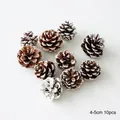 Set de 10 piñas nevadas 4-5cm para decoraciones navideñas y manualidades DIY - Blanco Escarchado 4-5cm (10 Unidades)