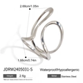 Silver stainless steel abstract line ring, 2.6g lightweight waterproof jewelry for women - Silver Irregular Hollow Style (JDRW2405031-S)