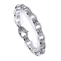 Retro 12mm zilveren stalen ketting met reliëf bloemmotieven en een stevige karabijnsluiting - Wolk Patroon Armband (KB161370-KJX)