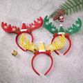 Trois serre-têtes bois de renne de Noël en rouge, vert et jaune à motifs à pois - Grandes Cornes de Renne à Paillettes