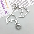Polished silver dolphin lobster clasp with a 360-degree rotating base ring for DIY jewelry - Dolphin (12823)