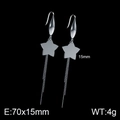 Silver star tassel drop earrings with dimensions 70x15mm and polished metallic finish - Silver Star Tassel Style (KE87192-Z)