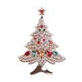 Charming Christmas tree brooch with colorful rhinestones on a gold-plated alloy base - Gold Large Christmas Tree