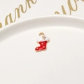 Red and white Christmas stocking alloy pendant with golden stars for DIY jewelry making - 37# Christmas Stocking (11*17mm)