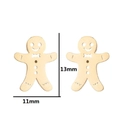Holz-Ohrstecker Lebkuchenmann 13mm x 11mm Größenangaben auf weißem Hintergrund - 399 Lebkuchenmann / Gold