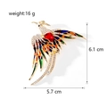 Dettaglio spilla fenice in smalto dimensioni 6,1cm per 5,7cm con peso di 16g indicato - Rosso Multicolore-Pietra Rossa (B234-B)