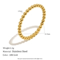 Minimalistischer Perlenring aus Edelstahl mit 18 Karat Goldbeschichtung und Maßen. - Größe 7 / Perlen-Dünner Ring / Gold