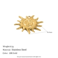 Ciondolo sole in acciaio inossidabile placcato oro 18K da 36,3mm e peso di 6,1g - Ciondolo Sole con Impronta (Oro)