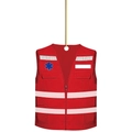 Red emergency vest acrylic ornament with reflective stripes and medical star of life symbol - 2-Red EMS Vest