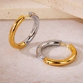 Classic two-tone gold and silver stainless steel thick hoop earrings for women - 4.0 Two-Tone Inner Diameter 20mm